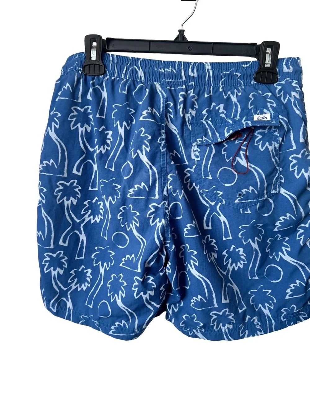 Katin boy’s Blue Palm-Pattern Swim Trunks, Sz XL (18-20) youth